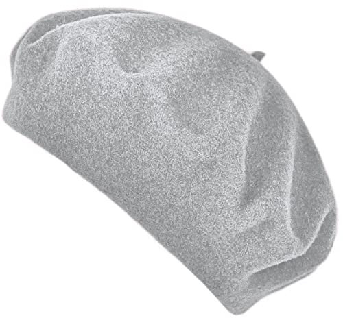 Van Der Rich ® - Französische Klassische Baskenmütze Barett - Damen (Hellgrau, One Size)