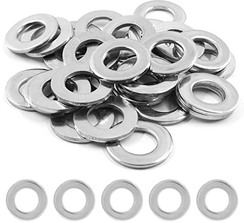 Piutouyar Rondella piatta M10 x 20 mm in acciaio inox (OD = 20 mm, spessore 2 mm), rondella piatta in acciaio inox 10 mm diametro interno per vite bullone (50 pezzi)
