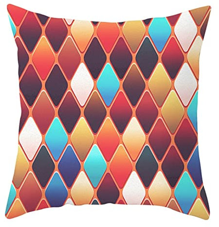 1 Kopfkissenbezug 50x50cm, Kissenabdeckungen Blau Braun Weiß Viereckiges Muster Polyester Kissenbezüge Deko Wohnzimmer Schlafzimmer