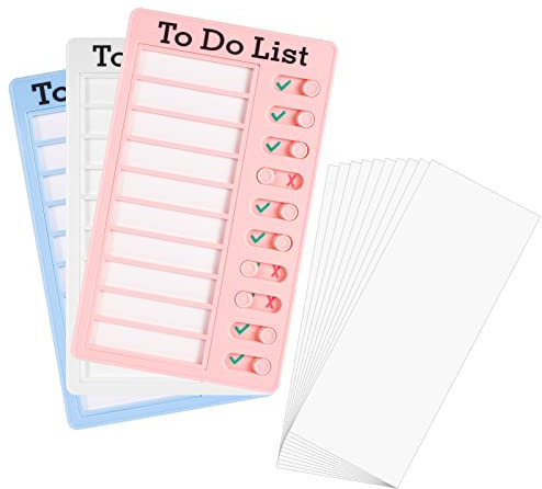 RosewineC 3 Pcs Kids to Do List Chore Chart,Detachable Checklist Board with 10 pcs Cardstocks,Reusable Daily Schedule for Adults,Kids,Office,and Home