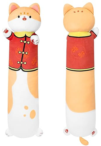 Terbaik 50CM Plüschtier Katze Cat Stofftiere für Kinder Kuscheltier Orange Katze Lange Wurfkissen Kawaii Katzen Plüsch Kissen Weiche Katze Stofftier Spielzeug Geschenk über 3 Jahren