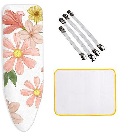 Copriasse da Stiro, 150x60 cm, XXL, 100% Cotone, Copriasse da Stiro Resistente Scorch, con 4 Clip e Panno antiscottatura
