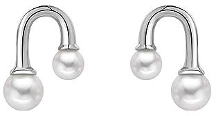 SLUYNZ Sterling Silber U Perlen Ohrstecker Ohrringe für Frauen Damen Niedliche Perlen Ohrstecker Ohrringe (A-Silver)