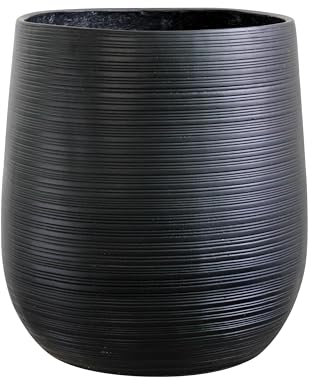 Olly & Rose Vaso per piante in fibrestone con motivo decorativo nero antracite, XL, per interni ed esterni, vaso da fiori decorativo (altezza 50 cm, profondità 45 cm)