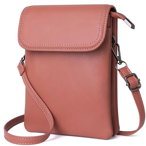 GEEADNB Kleine Crossbody-Taschen für Frauen PU-Leder Handy Portemonnaie mit Schulterriemen (Rosa)