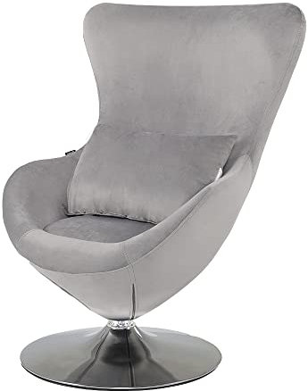 Mingone Sessel Modern Cocktailsessel Samt Loungesessel mit Kissen Lesesessel Einzelsessel Drehbar Stuhl Relaxsessel für Wohnzimmer Schlafzimmer Retro-Design (Hellgrau)
