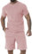 KUYIGO Short et chemise d'été pour homme - 2 pièces - Style décontracté - Respirant, rose, XL