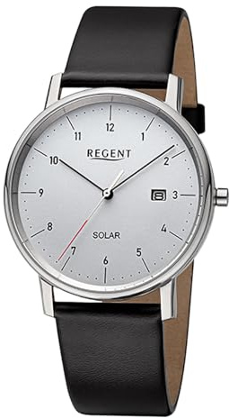 REGENT Herren Solaruhr Analog Lederarmband schwarz URF1546 Analoguhr