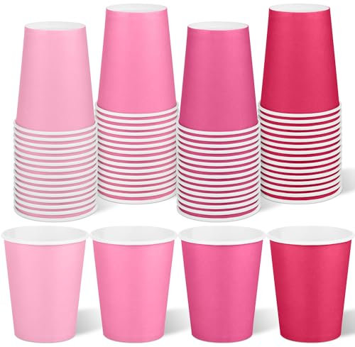URATOT 60 Pieces 9 Ounce Pink Paper Cups Gradient Color Disposable Coffee Party Cups Beverage Drinking Cups for Party, DIY and Holiday Supplies