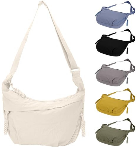 Borsa a tracolla a mezzaluna per donne e uomini, a forma di mezza luna, borsa a tracolla con tracolla regolabile per tutti i giorni e viaggi casual