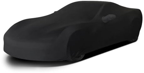 BHIEE Autoabdeckung Indoor Stretch Stoff Sportwagen Autoplane Staubschutz Elastischer Abdeckung Auto für Autogarage Innenbereich, Tiefgarage, Autoausstellung,Passen bis zu 4,2m-4,6m, Schwarz