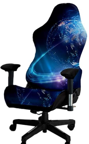 Kitegrese Printed Gaming Chair Slipcover, Cat Scratch Proof Stretchable Game Chair Cover with Arms Cover(H)