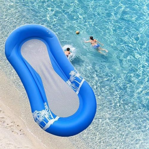 Zoutpy Hamac gonflable avec filet pour plage, piscine, fête, bleu, 170 x 80 cm