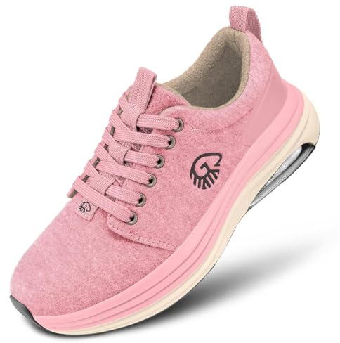 Giesswein Merino Curve Max Women - Federnder Merino Sneaker mit Luftpolster | Stoßabsorbierend mit Wechselfußbett & langlebiger Naturkautschuk-Sohle – komfortabler Aktivschuh für Damen in Sport & Alltag