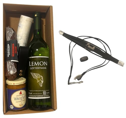 Wikinger Geschenkset – 8 teilig mit leckereien und Schmuck sowie Wikinger Horn - Perfekt für Fans der nordischen Mythologie, Mittelalter- und Viking-Liebhaber, Geschenkidee für Männer und Frauen
