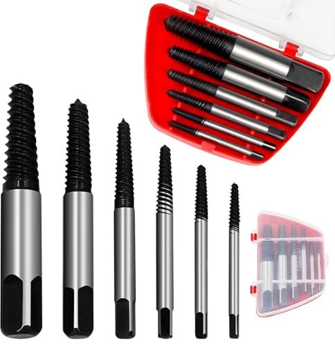 weiclianhp Ensemble de 6 Extracteurs de Vis – Outil Professionnel en Acier Trempé pour Tuyaux et Boulons, Taille M3-M25, avec Tige Carrée pour Perceuse, Extracteurs à Gauche