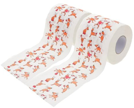 Ciieeo Merry Christmas Toilet Paper Rolls 2 Pack Christmas Kitchen Roll Santa Claus Deer Pattern Bathroom Supplies