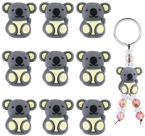 WEWAYSMILE 3D-Koala-Silikonperlen für Schlüsselanhängern, 10 Stück | Niedliche Tier-Silikonperlen für Stifte, DIY-Lanyards, Armbänder, Halsketten und Schmuckaccessoires