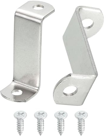 sourcing map 40 Pcs 1 1/4 Offset Canvas Clips, Picture Framing Mirror Clips Z Shape Canvas Painting Mounting Clips with 2 Mounting Hole with Screws, Silver