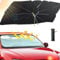 Parasol Coche Delantero Interno, Aluusy 2025 Parasol Paraguas Coche Plegable para Parabrisas 140 x 75 cm, para Sol Coche Delantero, Protección UV para Mayoría de Coches, SUV, Camiones