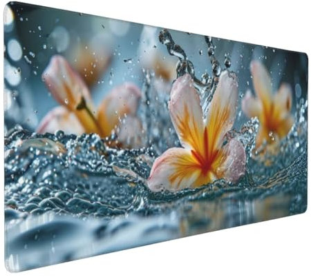 Blume Mauspad XXL 500x250x3 mm, Groß Gaming Mauspad Design Vernähte Kanten, Wetterfest Anti Rutsch Mousepad PC Laptop verbessert Präzision und Geschwindigkeit, für Home Office A-453