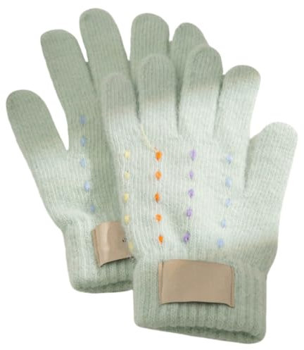 JINZIJINYU Warme Winter Strickhandschuhe Bunte Fingerlose Touchscreen Handschuhe Damen Winter Verdickte Fünf Finger Handschuhe Helle Farbe