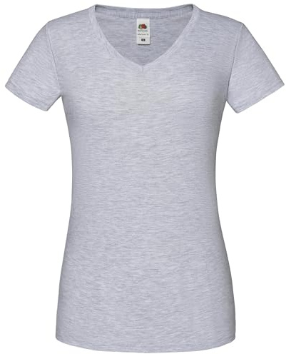 Fruit of the Loom Ladies Iconic 150 V-Neck T-Shirt, Farbe:Graumeliert, Größe:XS