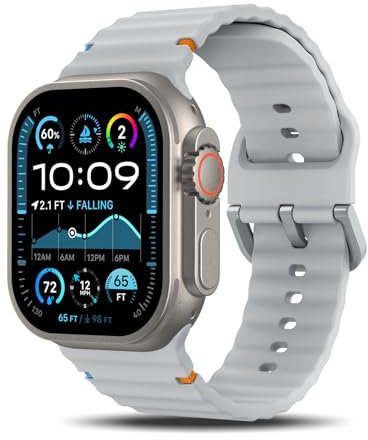 TiMOVO Correa Deportiva Compatible con Apple Watch 49mm (Ultra 3/2/1), 46mm 45mm, 44mm 42mm para Mujer y Hombre (2025). Correa Repuesto para iWatch Series 11/10/9/8/7/6/5/4/3/2/1/SE 3 2 1, Gris