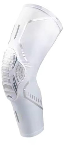 RONAN. Ginocchiere di protezione sportive, cuscinetti in gel di precisione per il ginocchio, manica per fissaggio alla gamba per basket, pallavolo, calcio balascia, ecc. (bianco, medium)
