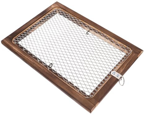 Toyvian Soporte De De Madera Colgante Rústico para Air Plants y Jardinera De Pared con Marco De Madera y Rejilla Metálica Decoración Natural para Interiores y Exteriores