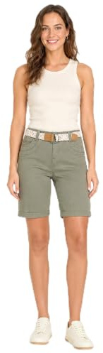 Sublevel Damen Bermuda Shorts mit Gürtel und Spitzenakzent Stretch Twill