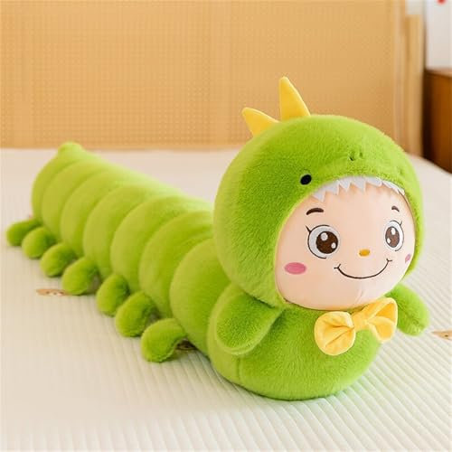 Xiyocadt Kuscheltier Raupe Plüschtier, Raupe Plüsch Spielzeug, Flauschiger Stofftier zum Kuscheln und Spielen, Geschenk für Kinder (90 cm,Grün)