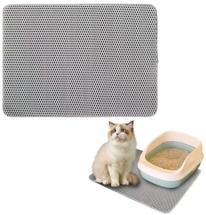 Katzenklo Matte 90x60 cm Waben Doppelschicht Katzenstreu Matte, EVA Wasserdichte Katzenmatte Katzenklo Wasserdichte Unterlage Katzenklo Katzenstreumatte, Non-Slip Katzenmatte Katzentoilette