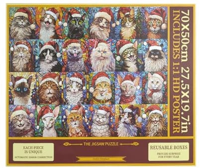 Puzzle-Adventskalender 2025,1000 Teile Spielzeug Partygeschenke | Weihnachts Hunde Katzen Puzzle Zum Advent | für Männer Kinder Party Familientreffen Unterhaltung Feier Homeoffice