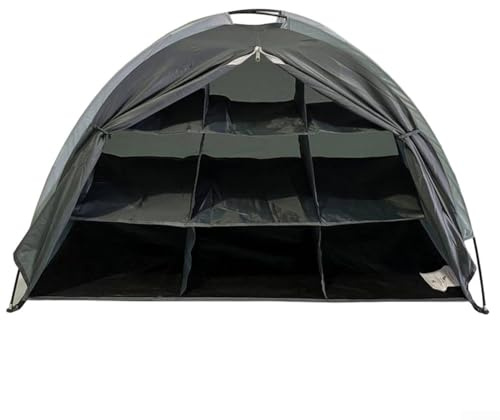 Yuanpgky Faltbarer Camping-Organizer mit 9 Ablagen für Wohnmobil-Zelt, strapazierfähig, 13,6 kg pro Regal, 210D Oxford-Stoff mit Fiberglas-Stangen, Braun/Grau (braun)