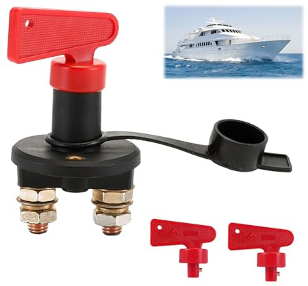 12V Isolateur Interrupteur de Batterie avec Clés, Coupe Circuit Batterie 200A, Isolateur de Batterie pour Voiture, Bateau, Camping-Car, Coupée Power Kill Switch (1)