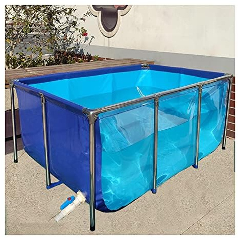 Faltbarer Fischteich Indoor， PVC-Oberirdischer Fischteich mit Stahlrahmen und Sichtfenster, blau-transparent(120x80x71cm)