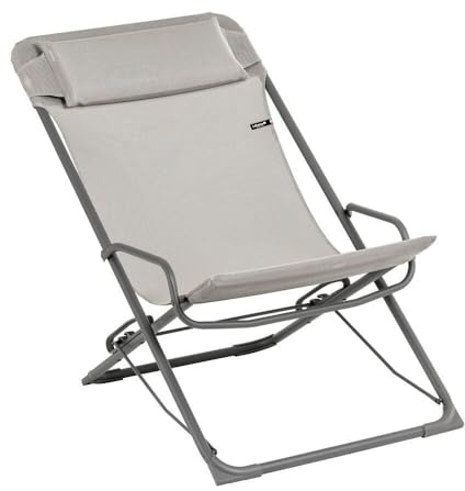 Lafuma MOBILIER - Klappbarer Schaukel-Liegestuhl - Transaswing - Batyline® Iso - Grau Terre LFM5395_8556-5 Jahre Garantie | Hergestellt in Frankreich – Grau – Komfortniveau ●●○ (3/5), großzügige Breite 58 cm, UV-beständig und regenfest