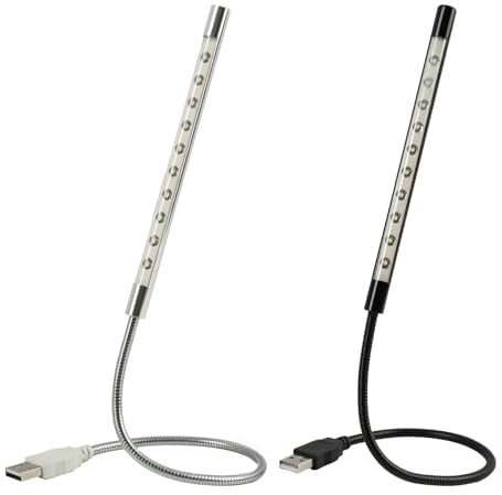 2 Pezzi Lampada da Lettura LED USB, Lampada per Computer Portatile Flessibile a Collo d'Cigno Tocco, Luce Notturna USB per Studenti, Scrivania, Letto, Tastiera PC, Lettura e Illuminazione Supporto