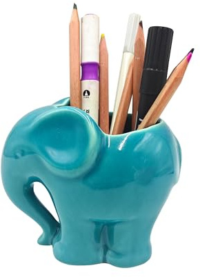 Youfui Cute Succulent Planter Animal Shaped Flower Pot Decor for Home Office Desk (Blue Elephant)