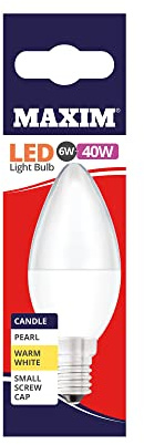 kenable [10 Pack] Maxim LED 6W (40 Watts) Warm White SES E14 Candle Light Bulb 009780