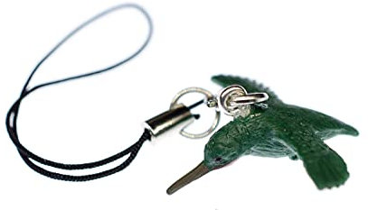 Miniblings Kolibri Handyanhänger 30mm Handyschmuck Gummi Vogel grün Tiere- Handmade Modeschmuck I Anhänger Handyschmuck Schlüsselanhänger