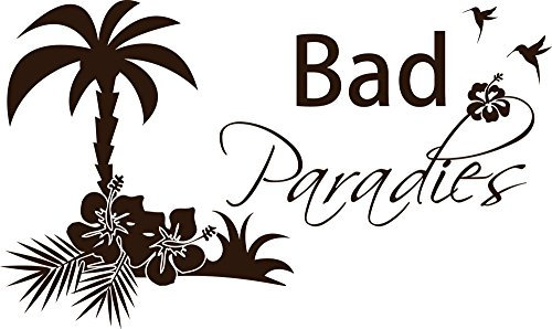 GRAZDesign Wandtattoo Bad Bad Paradies Sprüche | Türaufkleber für Badezimmer, Wellness - 67x40cm / 080 braun