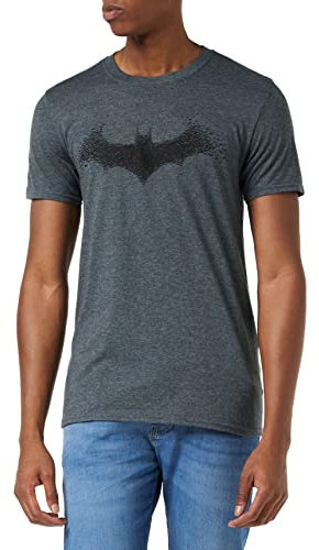Men's Batman BAT Logo DC Short Sleeve T-Shirt, Grey (Dark Heather Dkh), X-Large