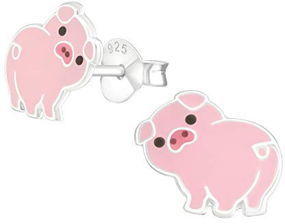 Monkimau Mädchen Ohrringe Schwein Ohrstecker aus 925 Sterling Silver Silber