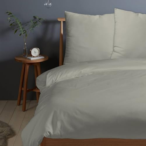 Pizuna Bettwäsche 200x220 + 80x80 Baumwolle Silber 400 Fadenzahl | 3-Teilig 100% Langstaple Baumwolle Bettbezug und Kissenbezug, Mako Satin Bettwäscheset 200x220 + 80x80 Mako Satin