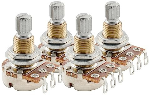 Musiclily Pro Messinggewinde Metrische Mini A250K Poti Split Shaft Audio Taper Potentiometers für E-Gitarre Bass (4er Set)