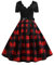 EFOFEI Femme Robe à Carreaux à Manches Courtes Robe Hepburn Rockabilly Swing Robe à Pois à Col en V Rouge 3XL
