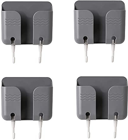 4 Stück Wandhalterung für Handy-Ladegerät, Selbstklebende Wandhalterung für 3M Handy für Ladegerät, Telefonhalter für Duschwand (Grau Haken)