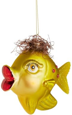 BUTLERS handbemalte Christbaumkugel aus Glas mit Anhänger (1 Stück) Fisch - Hang ON, Christbaumschmuck, Weihnachtsdeko